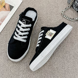 And Autumn 2025 New Canvas Shoes Female Students Half-Dragging Lazy One Foot With Breathable Leisure Small White