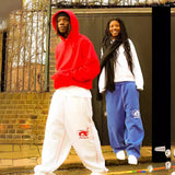 Men's Hip-Hop Letter-Print Sweatpants Trendy Street Loose-Fitting Broad Leg Trousers Drawstring Straight