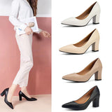Single Shoes Women's Coarse Heel 2025 Autumn New Pointed Work Shoes Shallow One-Foot Pedal Korean Version Of High Heel