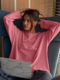 2025 New Hot Pure Color Long-Sleeved T-Shirt Women Loose Cotton Collar Base