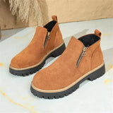 Round Head Side Zipper Martin Boots Short Boots Coarse And New Autumn And Winter Large-Size Women's Short