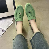 Summer New Sweet Women's Flat Shoes Bean Shoes Autumn Lazy Solid Color Round Head Single Shoes Women 42 Large