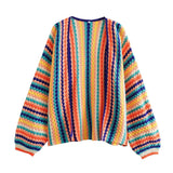 Autumn Casual Loose Multi-Color Hand Crochet