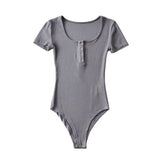 Zingj Summer Sexy Thin Threaded Blouse Tight Short-Sleeved T-Shirt Women's New Button Round Collar Jumpsuit With