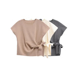 2025 New Women's Fashion Casual Round Bow Tie Dress Soft Top