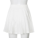 Zingj White Pleated Skirt Short Female Elastic Waist Mini Skirt Sexy Micro Summer Embroidery Mini Tennis Skirt New