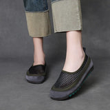 Layer Of Cowhers Retro Breathable Net Bean Shoes Women Spring And Summer New One Foot Pedal Comfortable Flat Sole Leisure Single