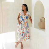 Zingj 24 Spring / Summer Flower Print Single Breasted Dress