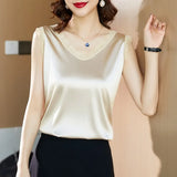 Silk Women Blouses Shirts Casual Women V-neck Embroidery Satin Blouse Tops Woman Elastic Lace Shirt Top Blusas