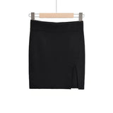 Zingj Trendy Women's Skirt Solid Color High Waist Slim And Slim Side Forked Knitted Hip