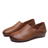 Layer Kraft Flat And Soft-Soled Single Shoes Spring New Mori Art Retro Leather Hand-Sleeveed Women's Shoes