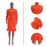 Zingj New Women's Solid Color High Collar Flounce Handmade Knitted