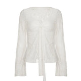 Hersting Sexy Spice Girls Lace Perspective Kinesi Design V Collar Cardigan Holiday Wind With Sunscreen Thin