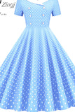 Dot Print Women A-line Summer Dress Red Peter pan Collar Elegant Vintage Midi Party dress Casual Vestidos