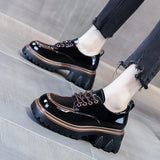 Small Leather Shoes Female English Wind 2025 New Autumn Color Fashion Coarse Heel Thick-Bottomed High-Le-Fulford