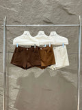 Xixi 13 Line 2025 Autumn White Standard Commute High Waist Thin Temperament Shorts Broad Leg Pants Women