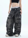 Trendy Jeans Women 2025 Autumn New Fashion Casual Multi-Pocket Design Style