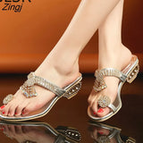 Women Sandals Flip Flop Fashion Rhinestone Wedges Shoes Crystal High Heels Sandals Women Shoes Summer Casual Beach