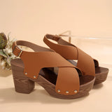 New Summer High-Heeled Waterproof Table Women's Shoes Large-Size Coarse Cross With Fashion Casual