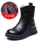 Cow Skin Retro Thick-Bottomed Boots Children Winter New Wool Short Boots Warm And Velvet Snow