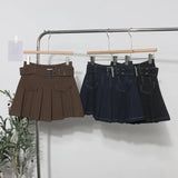 Shooting Hottie Retro Bright Line Dress Women Walk Light 100-Fold Skirt High-Rise Thin A Short Skirt