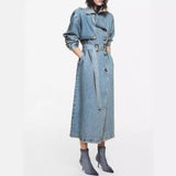 Lot Of 2025 New Loose Double-Breasted Jacket With A Belt Denim Trench