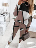 Women's 2025 New Two-Piece Color-Print Long-Sleeved Round-Neck Casual Fashion