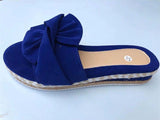 Thick-Bottomed Bow Slippers Women's One-Character Slope And Loose Cake Large Thick-Bottomed Cool Slippers Women's