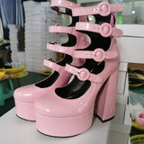 Cute Purple Leather Buckle Y2K Hottie Thick High Heel Size 44 Women Cool Boots
