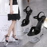 Zingj 20Cm Ultra High Heel Fish Mouth Shoes Fine Heel Cross Strap Female Al Nightclub Sexy Rhinestone