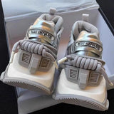 Full Of Futuristic ~ 2025 Thick-Soled Casual Sneakers Silver Old Dad Shoes ~ Sole Design