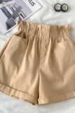 Summer Elegant High Waist Shorts Women Casual Solid Wide Leg Loose Cotton Short Pants With Belt Korean Sweet