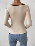 Women's Fashion Temperament V-Neck Knitting Bottom Slim Slim Solid Color Bhair