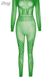 Women Autumn 2023 New Y2K Solid High Street Sexy&Club Slightly Transparent Holes Decoration Long Sleeve Skinny