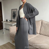 Women's Sweater Set Autumn/Winter New Sweater Cardigan Women's Loose Belt High-Waisted Skirt Fashion