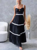 Women's Solid Dress Lace Sling Splicing Bra Oversized Swing