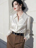 Light Luxury White Acetic Fascination Stender Shirt Woman 2025 New High-End Feel Chic Shirt