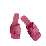 Pure-Color Lightweight Flat-Bottomed Slippers Women Wearing Beach Outside The Beach Cool