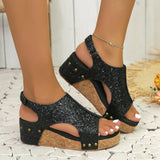 Sandals Women's Glide Flat Bottom Slope With Thick-Soled Sandals Large Size Women's Shoes Fish Mouth Ladies