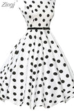 Casual Dress Women Polka Dot Retro Swing Gown Pin Up Robe Vintage 60s 50s Rockabilly