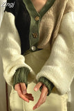 Autumn Cropped Cardigan Sweater Knitted Women Patchwork Woman Cardigans Casual Kardigan Sweaters Ladies Cardigan