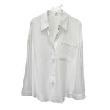 And Summer Solid Shirt Women's New Hong Kong Style Loose Long-Sleeved Coat Design Sense Of Small Folding Net Red