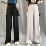 Pants Women Solid Summer Drape Mopping All-match Elegant Lace-up Elastic-waist Spring Long Trousers Korean Style Chic