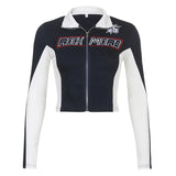 Logo Embroidered Cropped Moto Jacket-Outfit