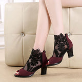 Summer New Large-Size Mesh High Heel High Heel High Heel High Heel Fish Mouth Fashion Women's
