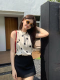 Not Refund] Xixi 13 Line Summer Wave Dot Small Shirt Chindless T-Shirt Top Lady