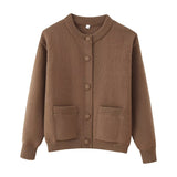 Fashion Round Neck Solid Color Gentle Wind Sweater Knitted