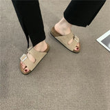 Retro Slippers Women Wear 2025 New Frosted Leather Shoes In The Summer, Cool Drag Flat