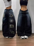 Black Wide-Legged Jeans 2025 New Spring And Autumn Style Middle Waist Style Sagging Jeans 211-0-Outfit