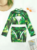 2025 New Bikin Bikin Tie Dye Four-Piece Split Swimsuit